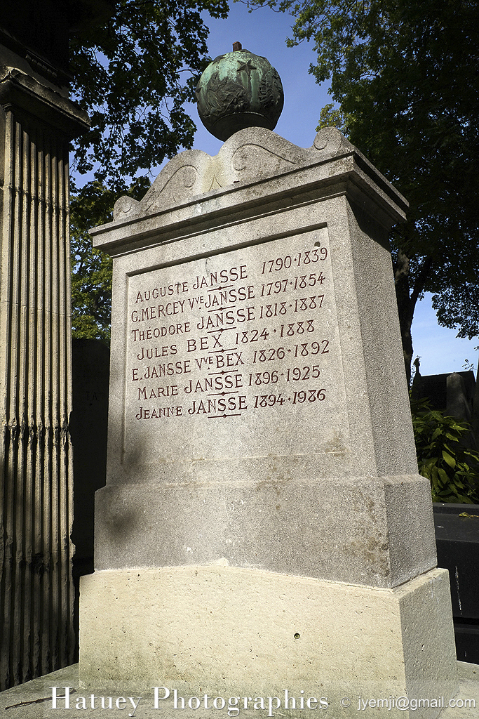 Paris, Cimetiere du Pere Lachaise , Photographies de Paris, Cemetery Graveyard Cementerio Cimitero Friedhof , Cimetiere du Pere Lachaise , Photographies de la tombe d' Auguste JANSSE par "©Hatuey Photographies"